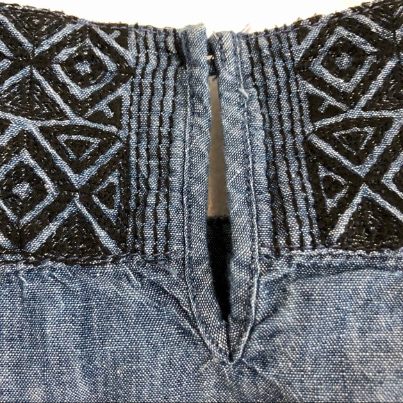 Madewell Indigo Linen Embroidered Denim Tank - S - Picture 6 of 7